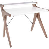 Archer Desk in Walnut Finish Wood with White Wood Top